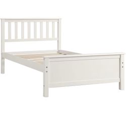 White Wooden Twin Bed Frame
