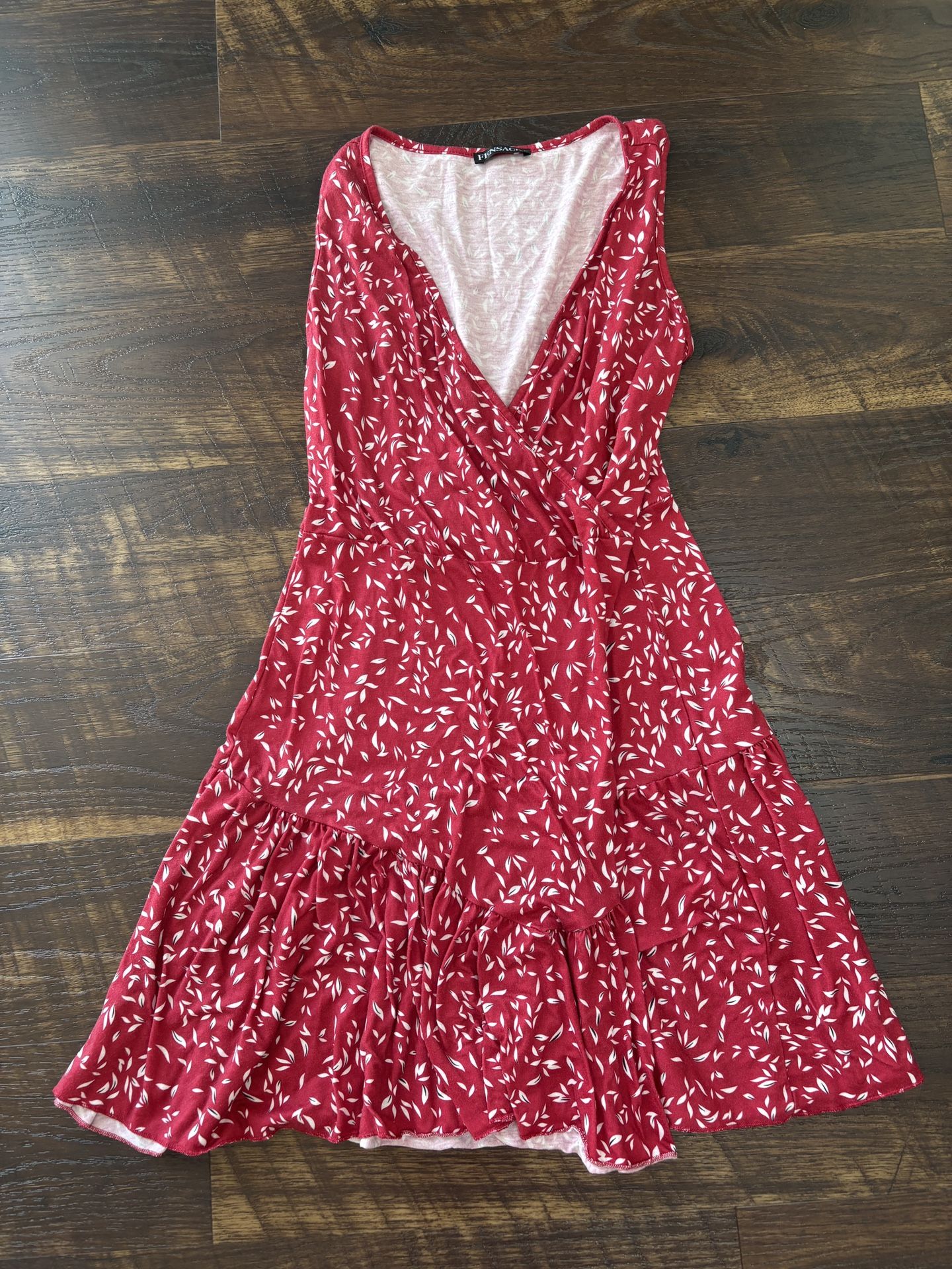 FENSACE Womens Sundress Summer Floral Short Sleeve Wrap V Neck A-Line Midi Dress Size Medium
