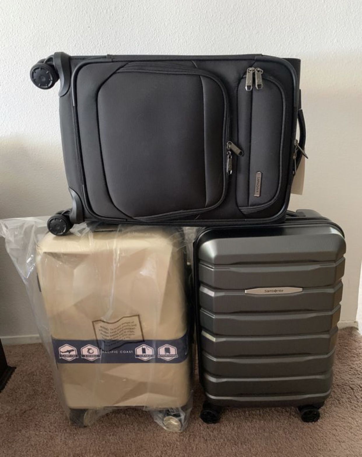 $30 each price firm hardshell soft case spinner carry on 22” bag suitcase luggage maleta baggagem
