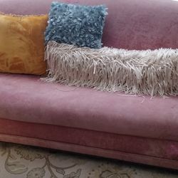 BOHO Leather COUCH  RASPBERRY CAT SCRATCHES 