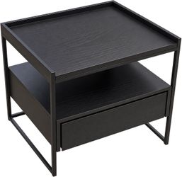 Set of Two Black nightstands with Drawer and Shelf