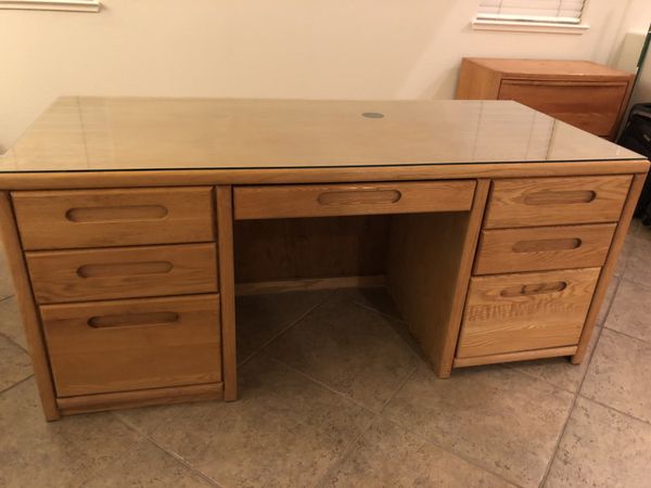 Office Desk W Glass Top Executive Great Organization For In Office Desk W Glass Top Executive