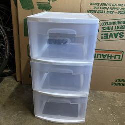 White Mainstay 3 Drawer Plastic Storage Bin Cart