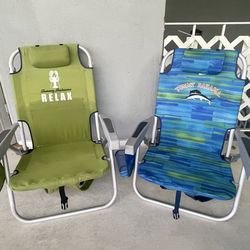 ** Two Tommy Bahama backpack style beach chairs **