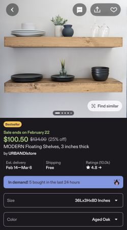 2 Wood Floating Shelves