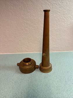Vintage Brass 10" Fire Hose Nozzle Powhatan B & I Works Ranson W. VA  w/ reducer