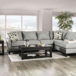 Brand New Plush Grey Sectional Sofa (Pillows Are Included)