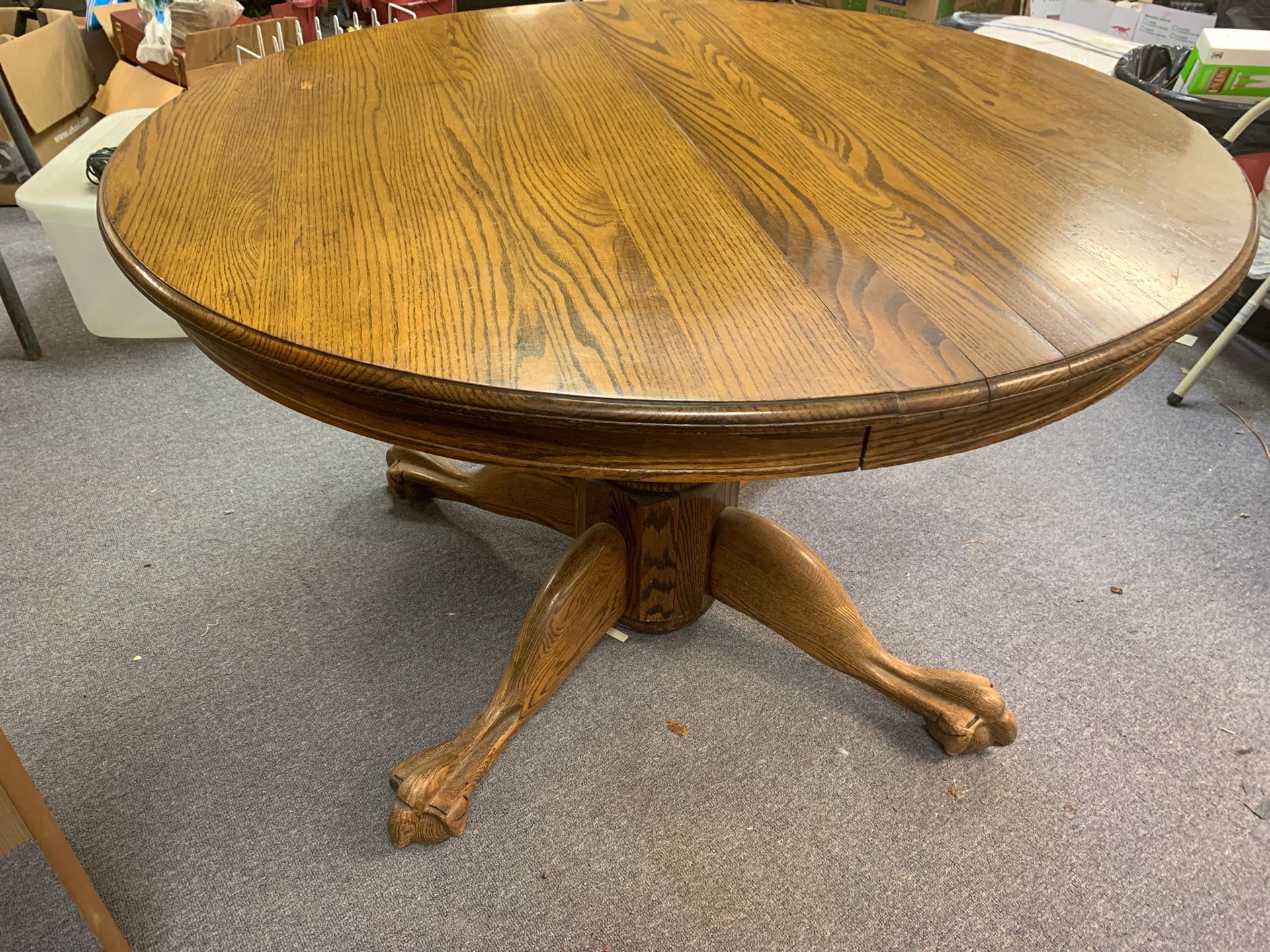 Claw Foot Oak Dining Table with 2 leaves