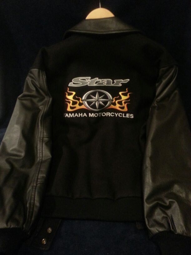 Leather and wool motorcylce jacket