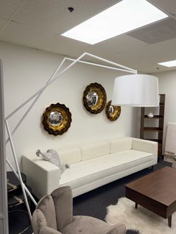 Large White Arc Floor Lamp