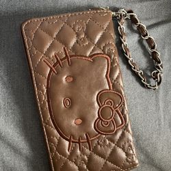 Hello Kitty Sanrio Quilted Faux Leather Wallet With Chain- Brown (2013,Rare Collection’s Edition)