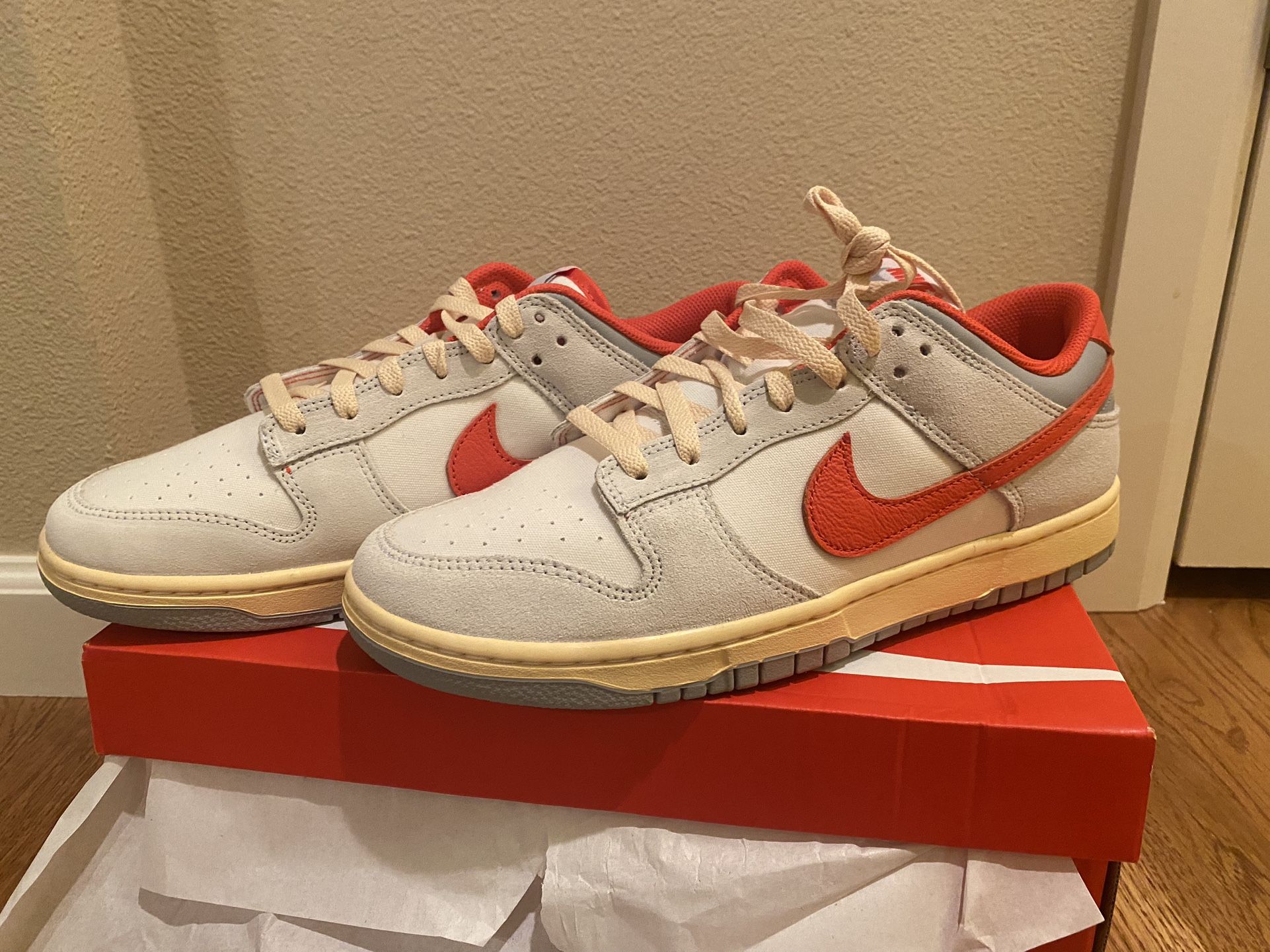 Nike Dunk Low (Size 10) Athletic Department 85 sail/picante/red  FJ5429-133 (New)