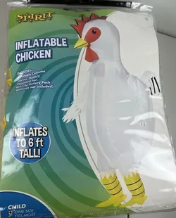 Spirit Halloween 6'Ft Tall Inflatable Chicken Child Costume One Size Brand NEW !