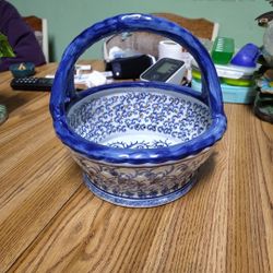 Vintage Fitz and Floyd Omnibus Reticulated Chinoiserie Porcelain Basket