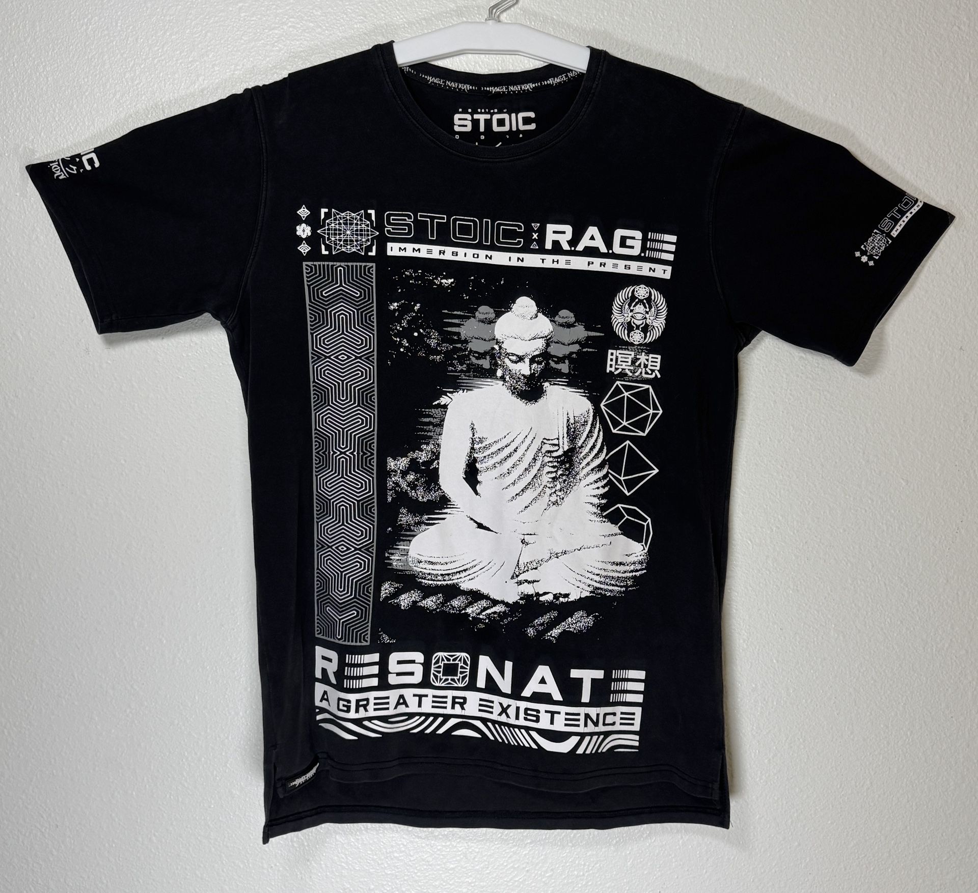 Rage Nation Tee Shirt in Black, Stoic, Resonate Greater Existence, Size Small