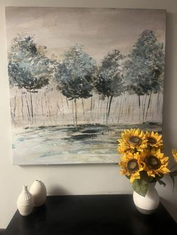 Large Canvas Wall Art - Blue Trees