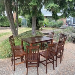 Solid Wood Dining Table and Barstools
