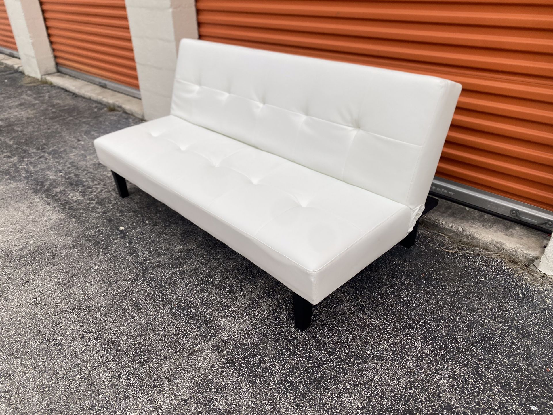 White Leather Couch Futon Bed