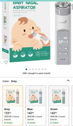 New  Nasal Aspirator for Baby, Electric Nose Aspirator for Toddler, Baby Nose Sucker, Automatic Nose Cleaner with 3 Silicone Tips, Adjustable Suction 