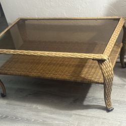 Boho Coffee table - Rattan material, Wicker look