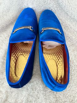 Blue Luxury Velvet Men's Loafers size 46(US 12)