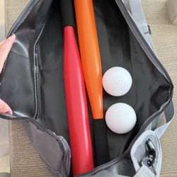 Toddler Kids Baseball Softball Bats Balls And Travel Bag Tote