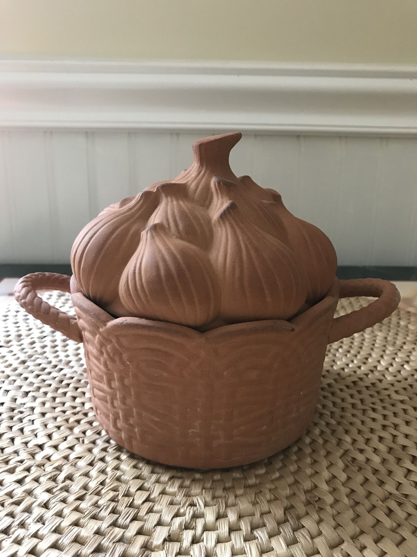 Vintage Sigma Red Clay Garlic Shape Container Made in Japan