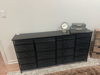 Modern 18-Drawer Long Dresser & TV Stand with LED Lights 🌟