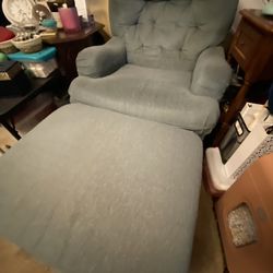 Blue Chair And Ottoman