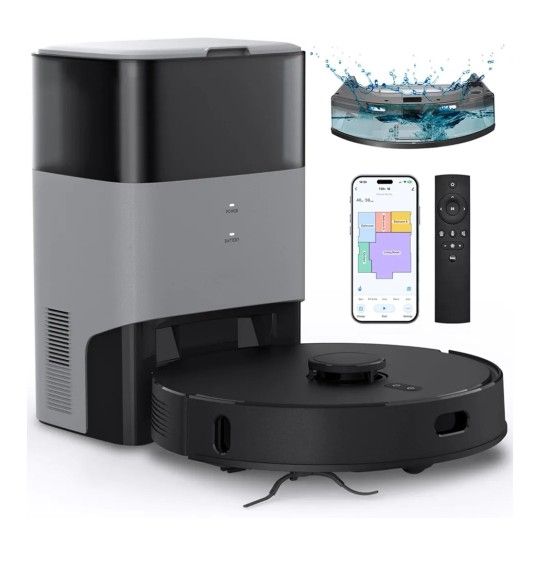 FIXR Robot Vacuum and Mop Combo, Self-Emptying, 60-Day Capacity, Schedule, 180mins Runtime, Home Mapping, Wi-Fi/App/Alexa/Remote, Robotic Vacuum Clean