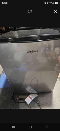 Whirlpool 4.3 cu ft Mini Refrigerator Stainless Steel WH43S1E: Compact Dorm Fridge, Energy Star, Reversible Door, 2 Shelves