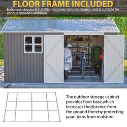12x10 FT- Large Outdoor Storage Shed Metal Shed with Base (Foundation )