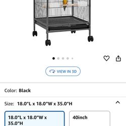 Bird Cage 35 Inch Wrought Iron Birdcages Play Top Flight King Bird Cage for Parakeets Cockatiels Parrot Green Cheek Conures Pigeons Lovebird with Roll