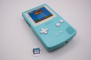 Game Boy Color — Mint Blue IPS Mod w/ Custom LED Logo