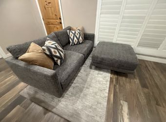 Dark Gray Sofa With Matching Ottoman
