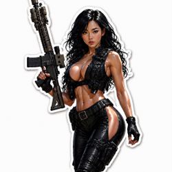 4” Tactical Waifu Girl Operator AR 15 Sticker Waterproof Vinyl Decal