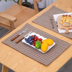 Super Thick Double Layer Placemat for Dining Table Set of 4, 13’’x 19’’ ,Heat Resistant Washable Placemats for Parties Buffet Dinner (Light Brown)