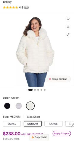 White Faux Fur Hooded Jacket – Medium – NWT – Originally $280