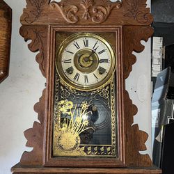 Victorian E.N. WELCH SPRING CO. 8 DAY GINGERBREAD KITCHEN PARLOR CLOCK