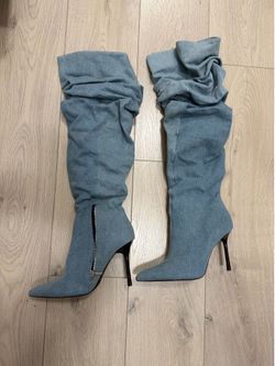 Zara  Denim High Heel Boots Size EU 40