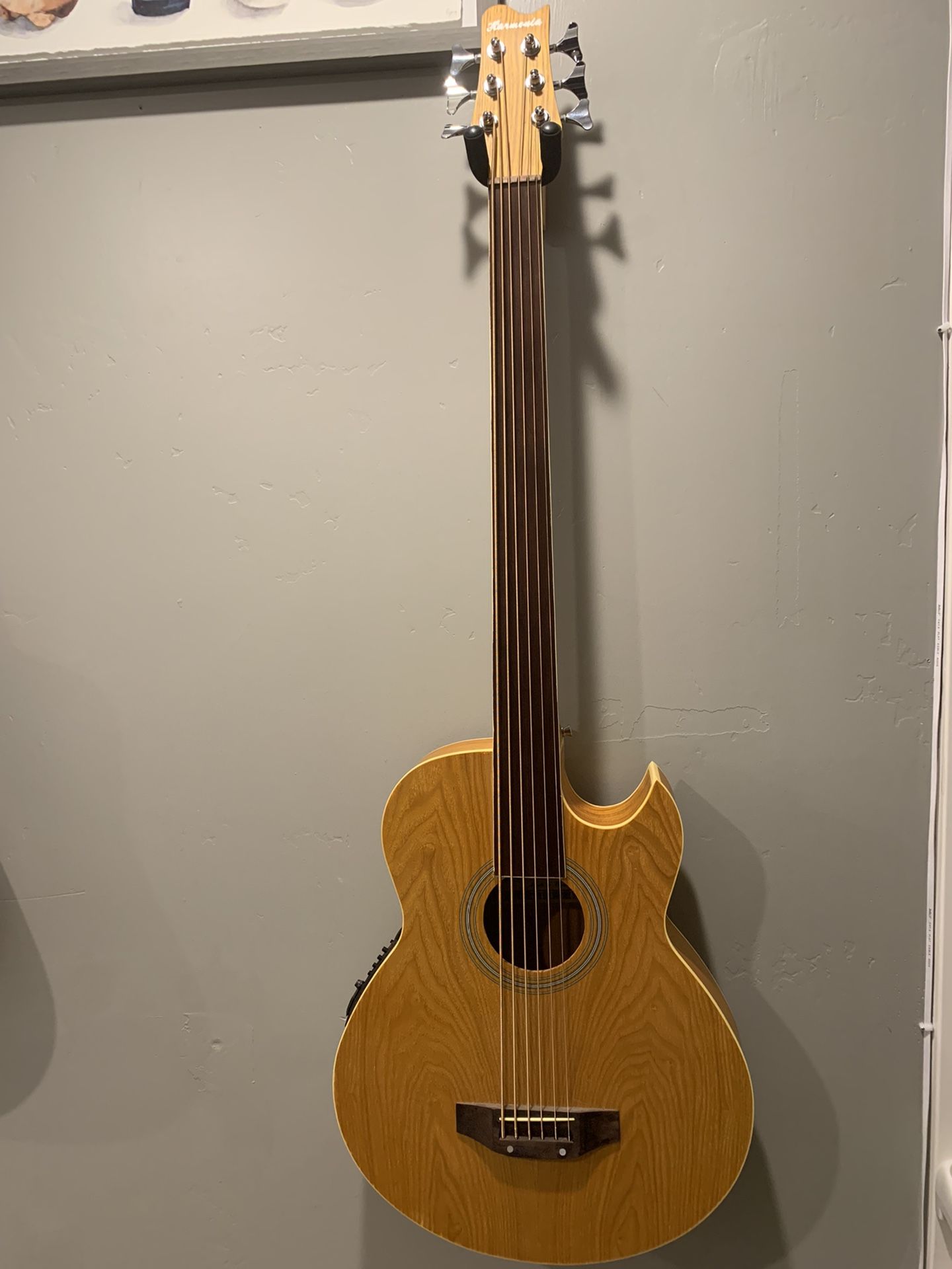 Harmonia 6 String Acoustic-Electric Fretless Bass Guitar
