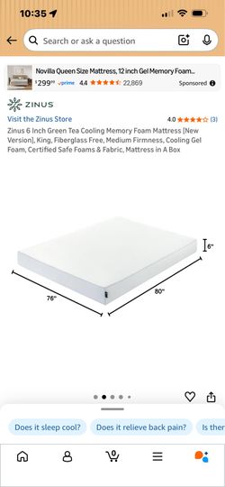 King gel foam mattress 8”