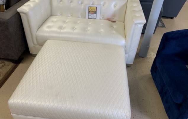 White Leather Sofa and Ottoman $10 down