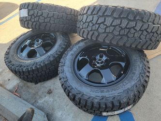 ORIGINAL 17" MERCEDES BENZ ML350 Glossy Black Wheels With MICKEY THOMPSON Baja AT Tires