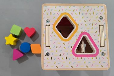 Early learning center wooden shape sorter