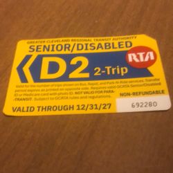 Senior/disabled  2 Trip Rta Bus   Tickets 9 For $18.00