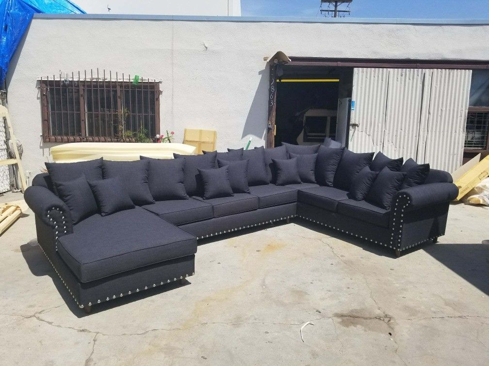 NEW 5x13x8ft DOMINO BLACK FABRIC SECTIONAL COUCHES for Sale in Ontario