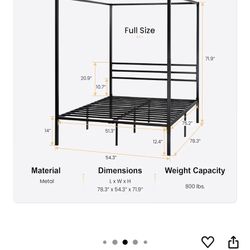 Just the Full Size Canopy Bed Frame with Blackout Hanging Curtains