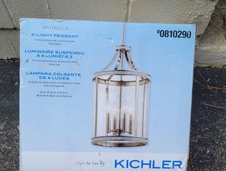 Kichler Angelica Polished Nickel Industrial Clear Glass Cylinder Pendant Light