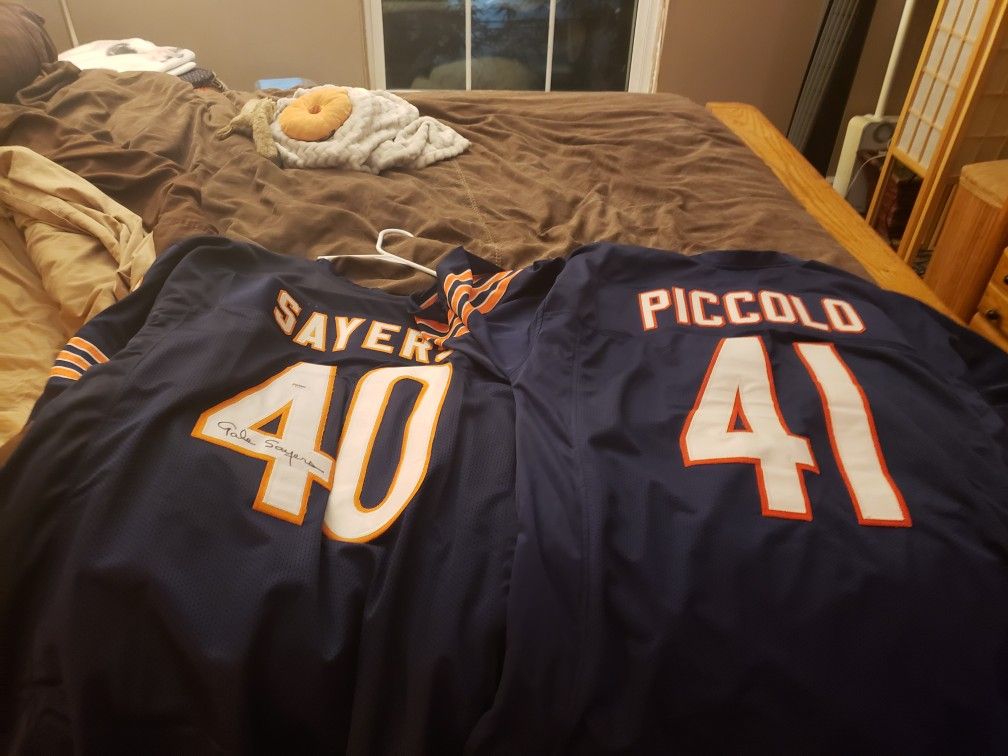 Autographed Gayle Sayers xl jersey Piccolo xl jersey McMichael xl jersey